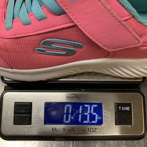 SKECHERS® Girls Size 4.0 Bounder Cool Cruise Sneaker Pink Blue Elastic Laces - Picture 9 of 9